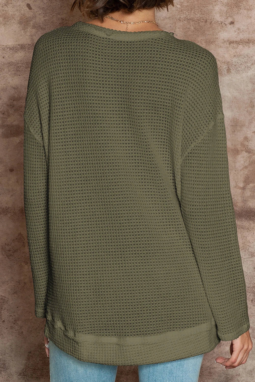 You'll Fall In Love Waffle Knit Long Sleeve Oversized Top | Green | +Plus Available