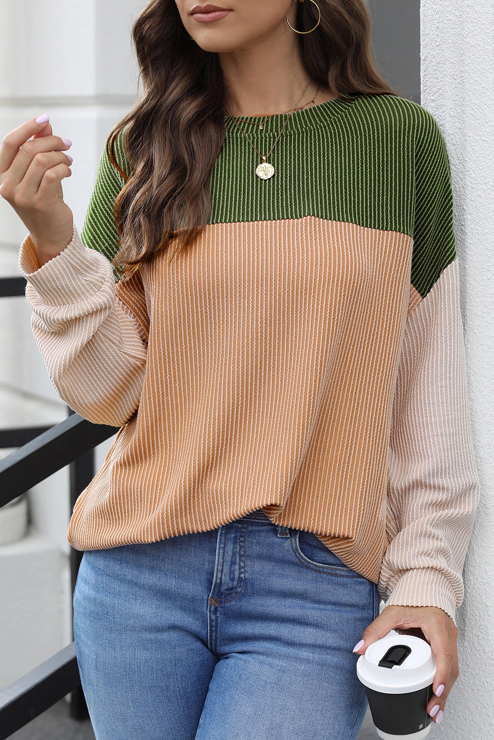 Glass Half Full Long Sleeve Top | Green