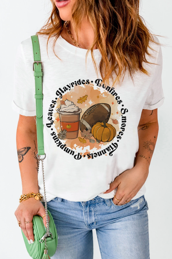 You Had Me At Hayrides Cuffed Graphic Tee | White | +Plus Available
