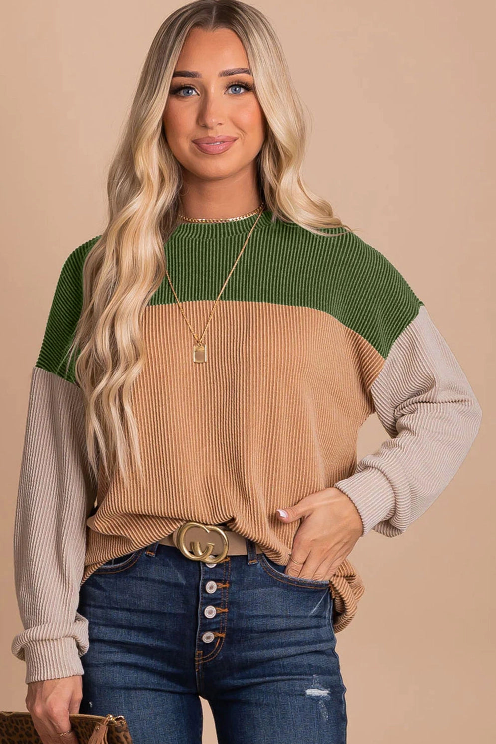 Glass Half Full Long Sleeve Top | Green