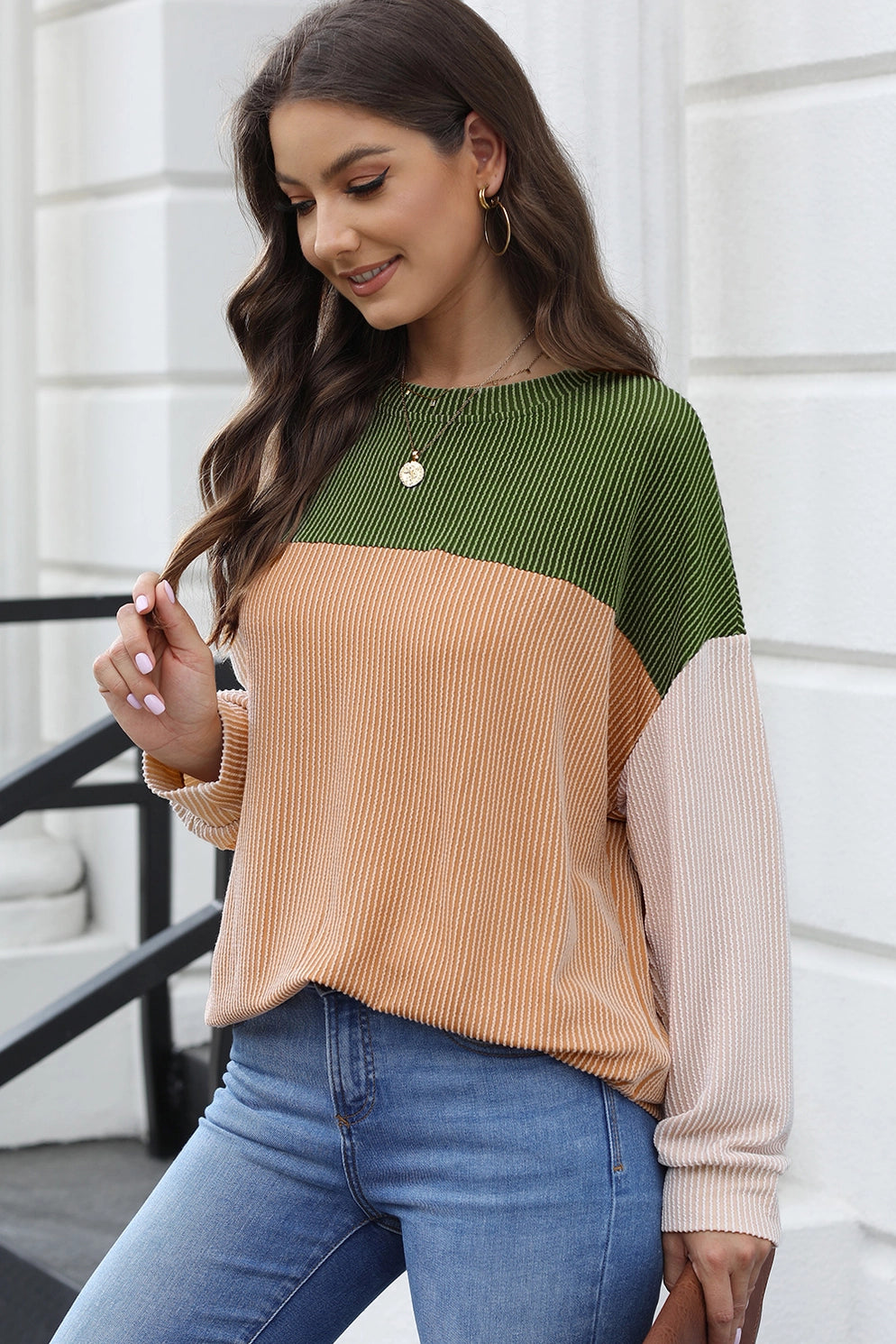 Glass Half Full Long Sleeve Top | Green