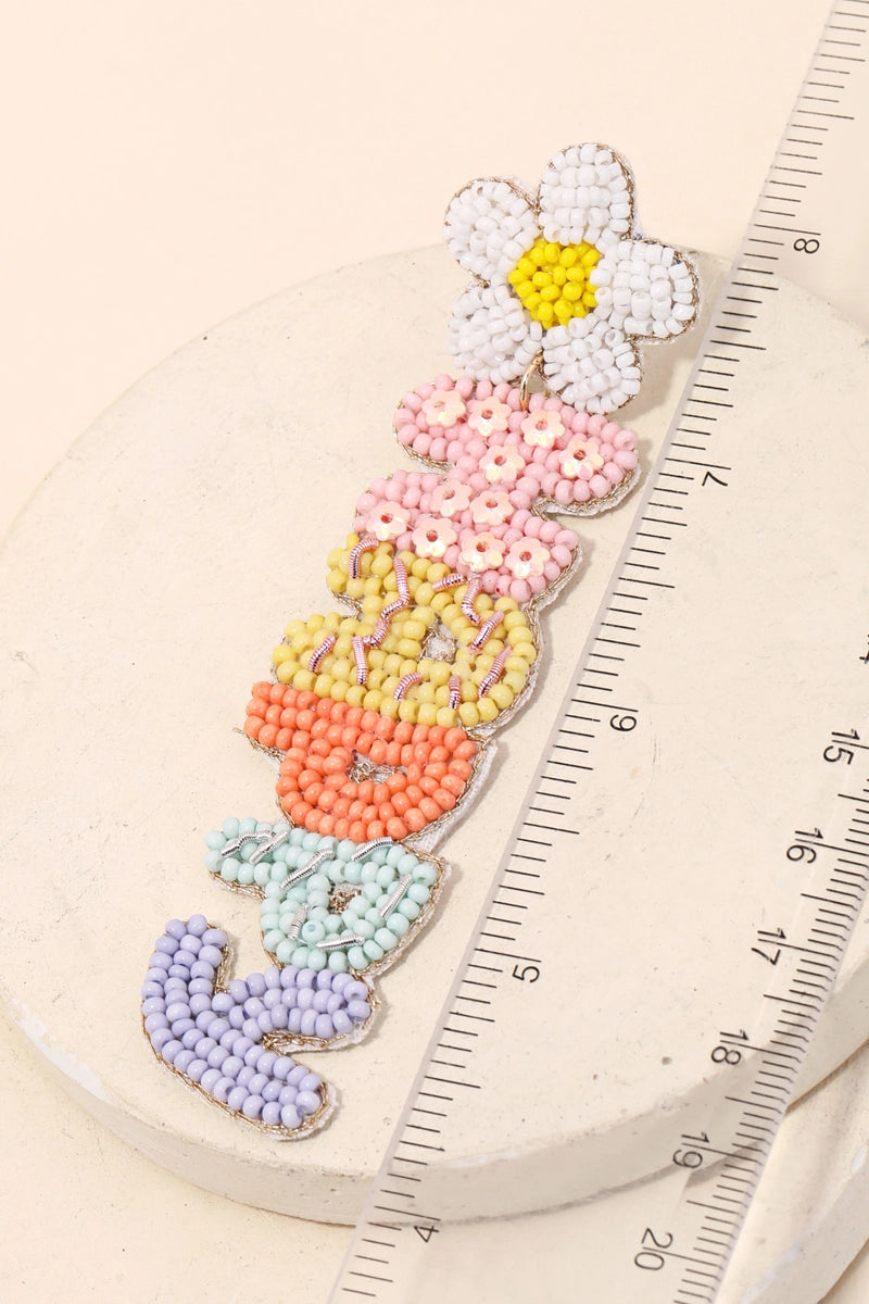 Daisy Easter Beaded Earrings