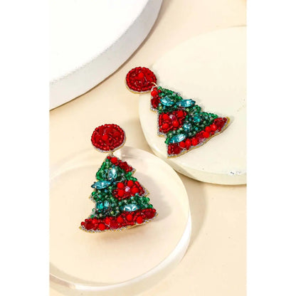 Christmas Tree Beaded Earrings