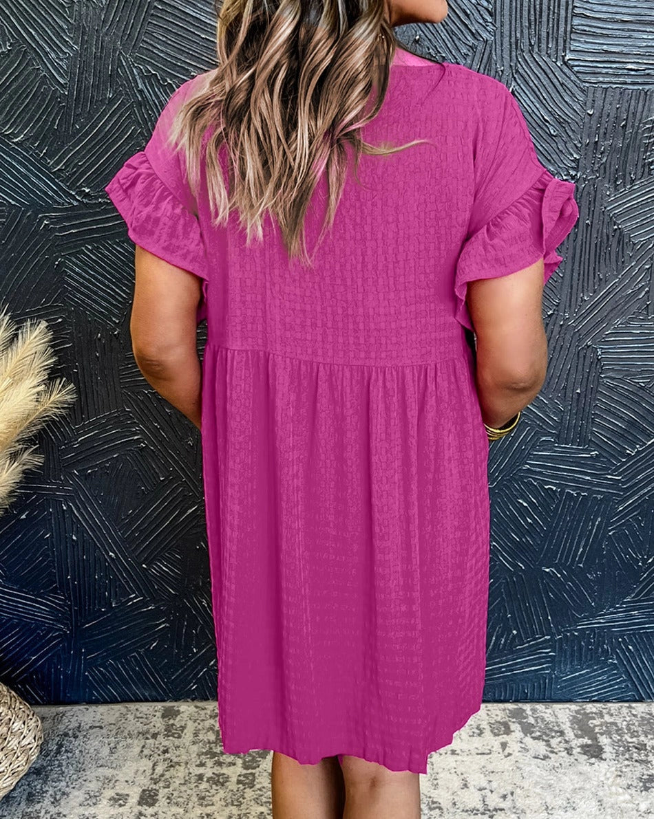 Maggie Ruffle Mini Dress | Pink | +Plus Available