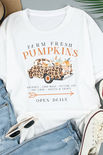 Gone Pumpkin Pickin' Cuffed Graphic Tee | White | +Plus Available