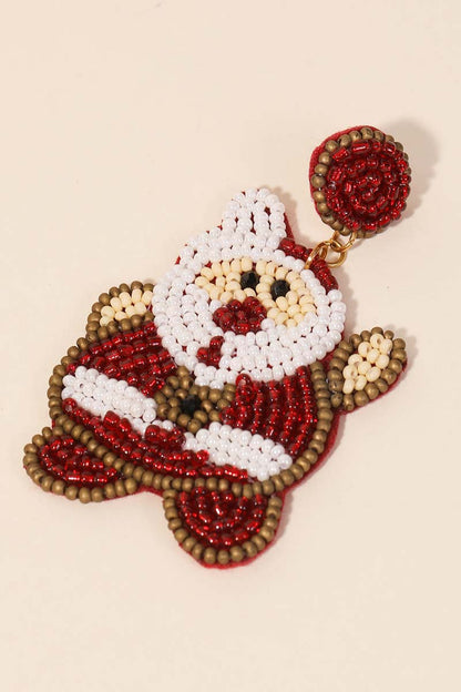 Waving Santa Claus Beaded Earrings