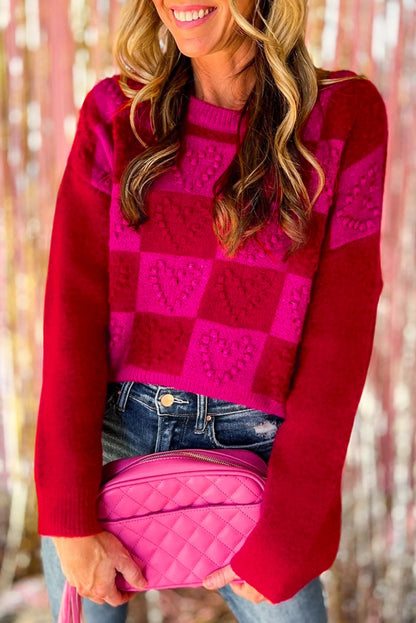 One True Love Heart Knitted Sweater | Pink and Red