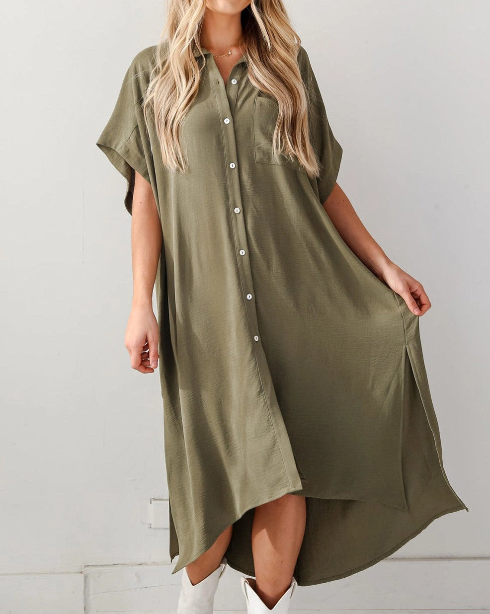 Ana Shirt Dress | Olive Green