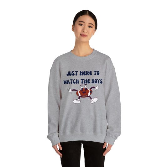 Just Here To Watch The Boys Sweatshirt Crew | Sport Grey | +Plus Available