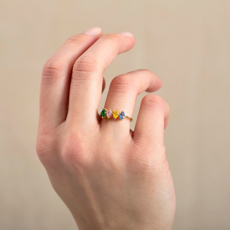 Personalized Multi Birthstone Ring