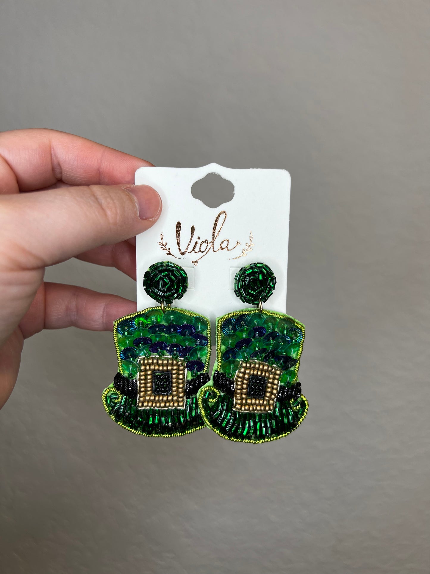 Leprechaun Hat Beaded Earrings