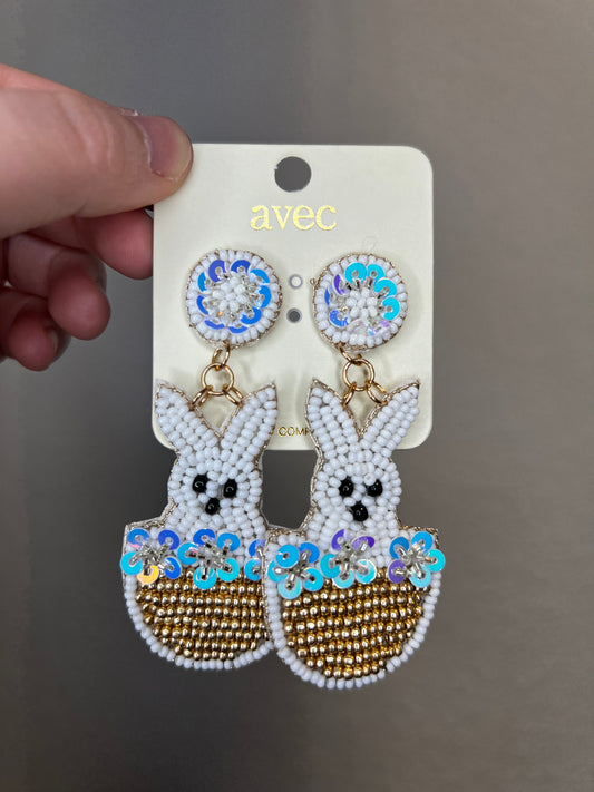 Easter Bunny Beaded Earrings