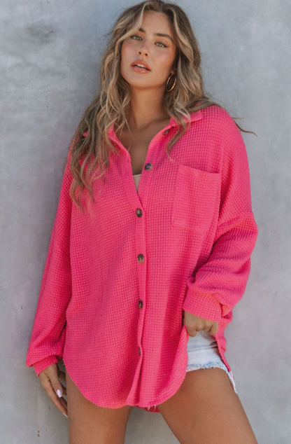 It's A Hot Wednesday Waffle Top | Pink | +Plus Available