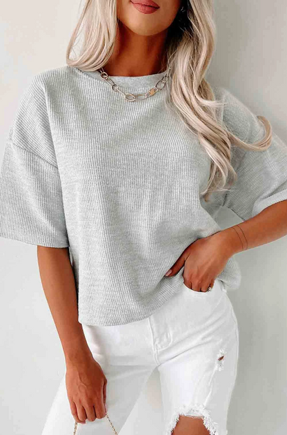 So September Short Sleeve Top | Gray