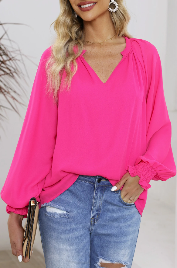 Radiant Ramona Long Sleeve Top | Pink