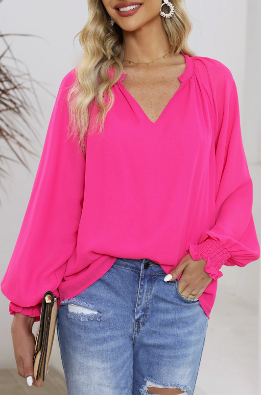 Radiant Ramona Long Sleeve Top | Pink