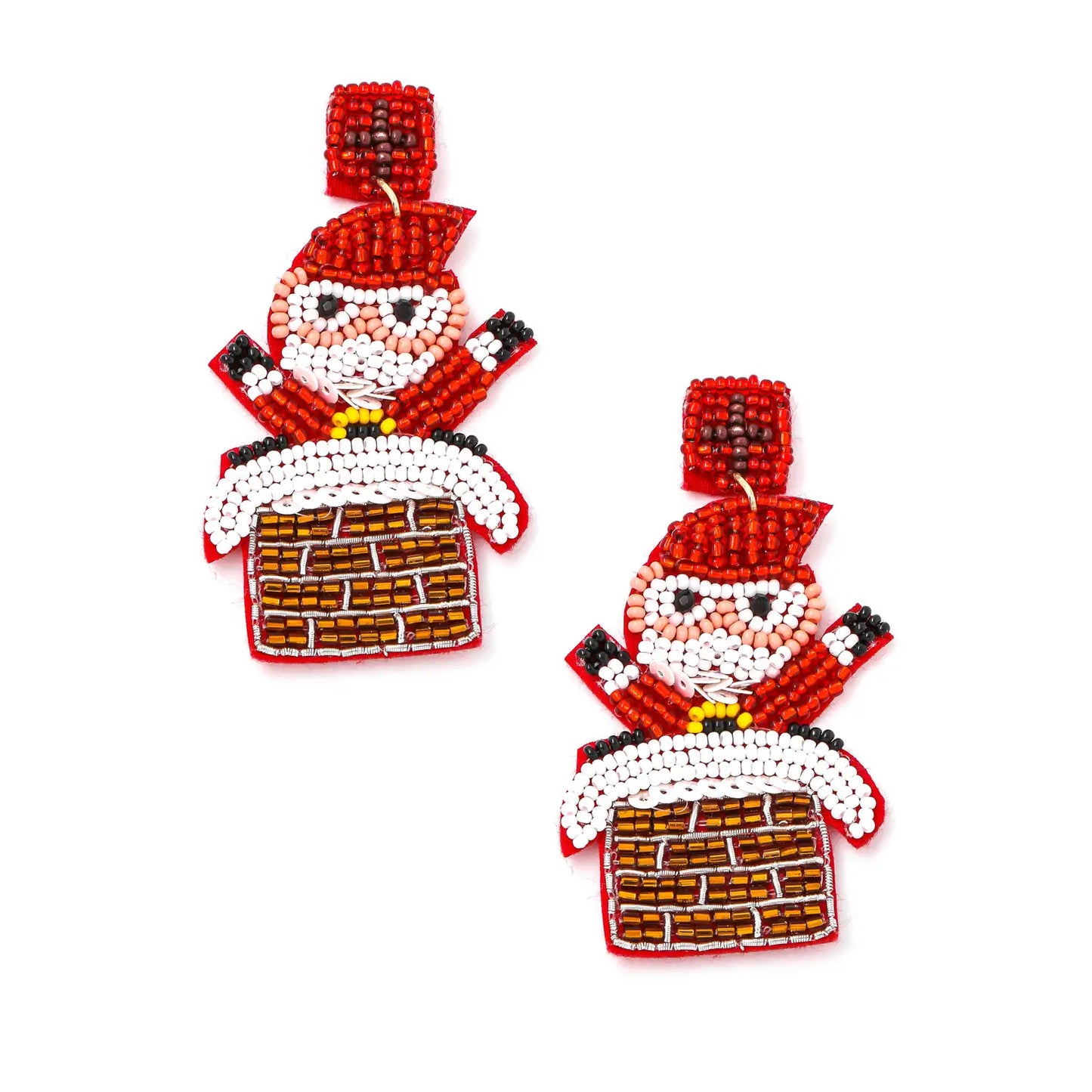 Chimney Santa Claus Beaded Earrings