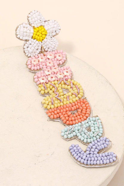 Daisy Easter Beaded Earrings