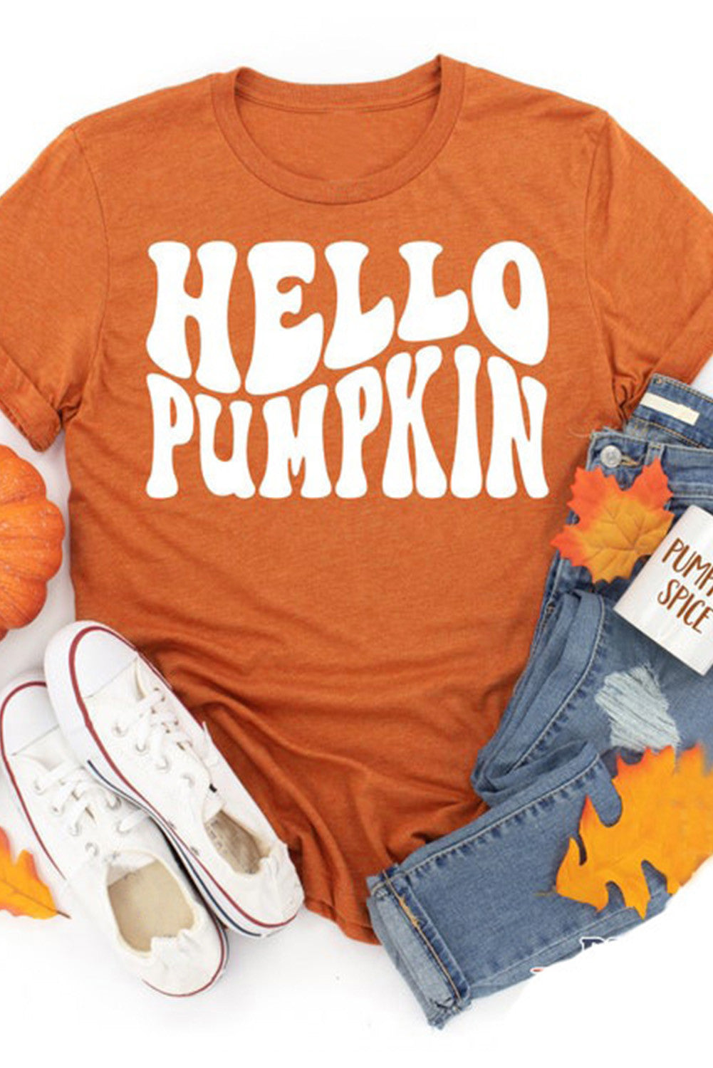 Hello Gourdgeous Cuffed Graphic Tee | Orange | +Plus Available