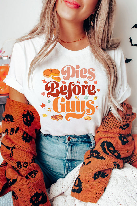 Pies Before Guys Cutie Pies Cuffed Graphic Tee | White | +Plus Available