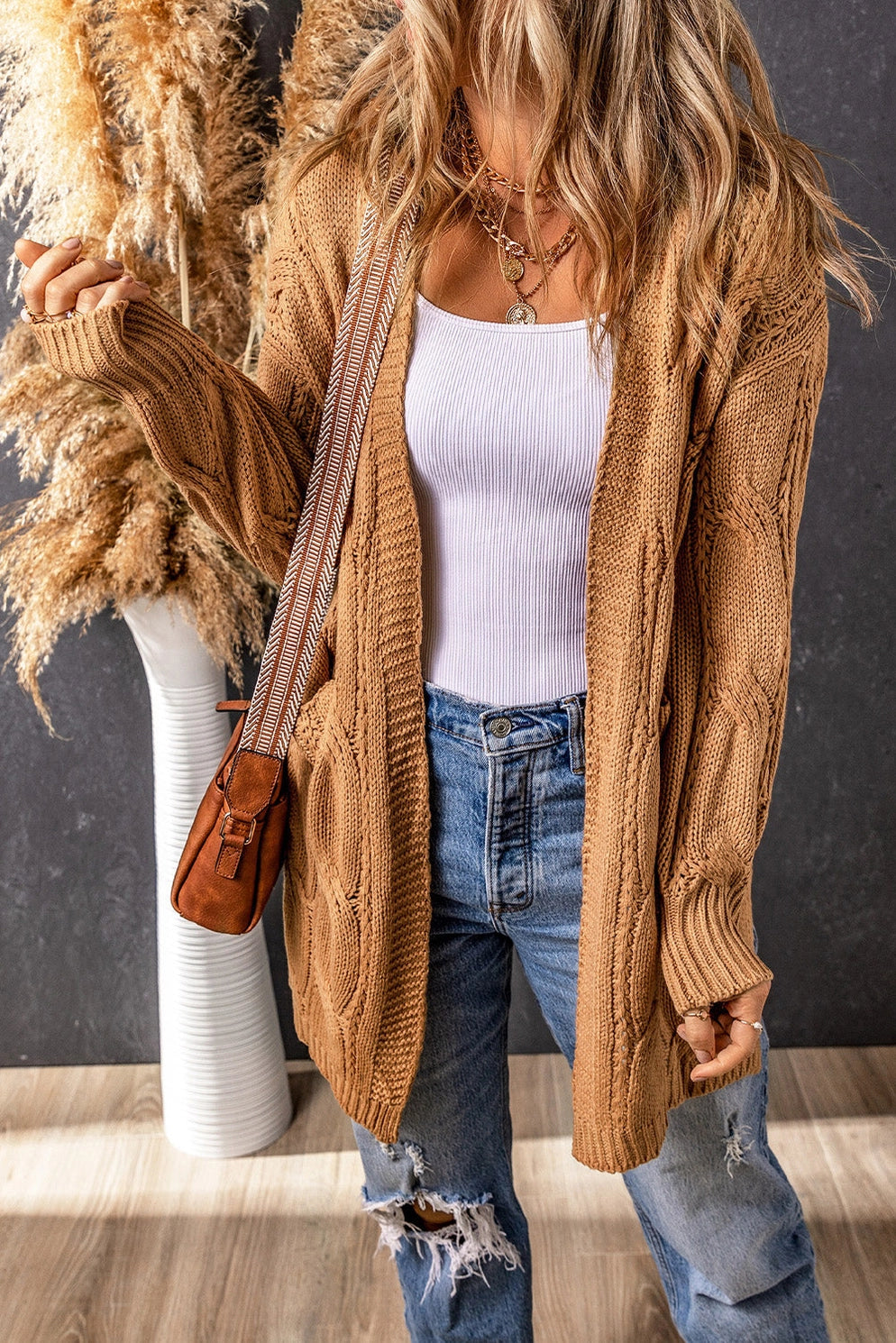 Hold On Tight Knit Cardigan | Brown | +Plus Available