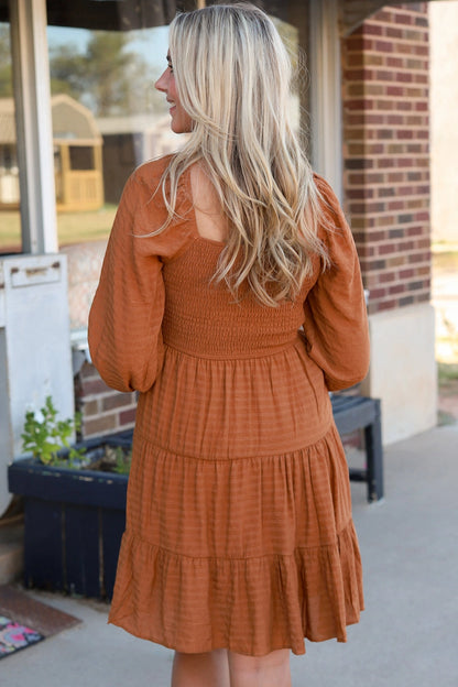 Cozy Coco Boho Long Sleeve Dress | Brown