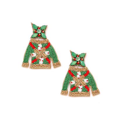 Ugly Christmas Sweater Beaded Earrings